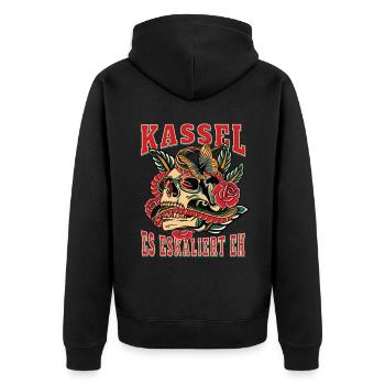 Cadeau femme Kassel ça s’intensifie quand même Femmes Kassel - Veste à capuche bio Premium Unisexe - noir - Dos - Nico (187cm)