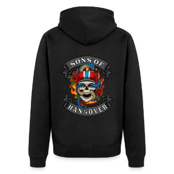 Hannover Biker Geschenk fils de Hanovre - Veste à capuche bio Premium Unisexe - noir - Dos - Nico (187cm)
