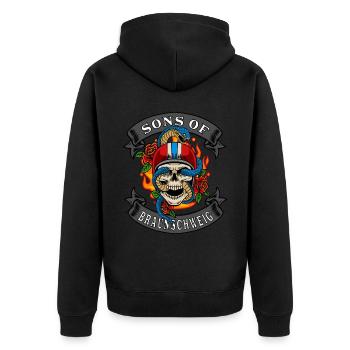 Braunschweig Biker Geschenk fils de Braunschweig - Veste à capuche bio Premium Unisexe - noir - Dos - Nico (187cm)