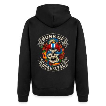 Düsseldorf fils de Düsseltal - Veste à capuche bio Premium Unisexe - noir - Dos - Nico (187cm)