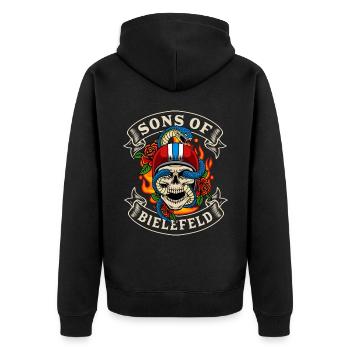 Bielefeld Biker Gift fils de Bielefeld - Veste à capuche bio Premium Unisexe - noir - Dos - Nico (187cm)