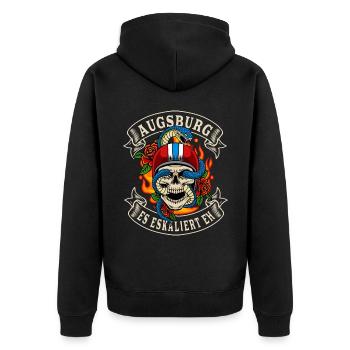 Augsburg biker gift it escalates anyway Augsburg - Unisex Premium Organic Zip Hoodie - black - Back - Nico (187cm)