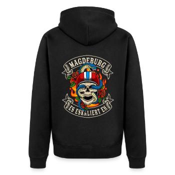 Magdebourg cadeau motard ça escalate de toute façon Magdebourg - Veste à capuche bio Premium Unisexe - noir - Dos - Nico (187cm)