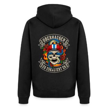 Le cadeau de motard d’Oberhausen s’intensifie de toute façon - Veste à capuche bio Premium Unisexe - noir - Dos - Nico (187cm)