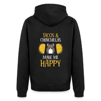 Tacos und Chinchillas machen mich glücklich mexikanisch - Unisex Premium Bio Zip Hoodie - Schwarz - Hinten - Nico (187cm)