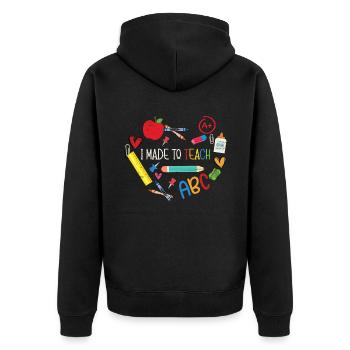 Gemacht, um Universitätsstudenten Schullehrer zu unterrichten - Unisex Premium Bio Zip Hoodie - Schwarz - Hinten - Nico (187cm)