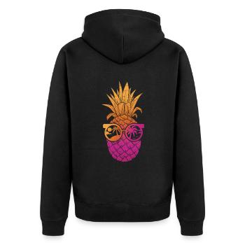 Summer Tie-Dye Pineapple Hawaiian Summer Tropical - Unisex Premium Organic Zip Hoodie - black - Back - Nico (187cm)