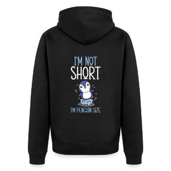 I'm Not Short I'm Penguin Size Zoo Animal - Unisex Premium Organic Zip Hoodie - black - Back - Nico (187cm)