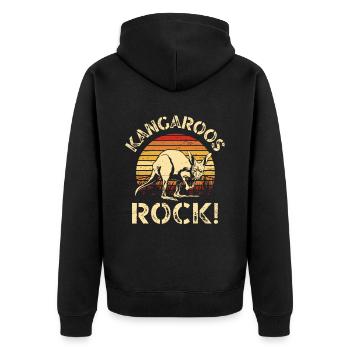 Kangaroos Rock Zoo Pouch Australia Animal Lover - Unisex Premium Organic Zip Hoodie - black - Back - Nico (187cm)