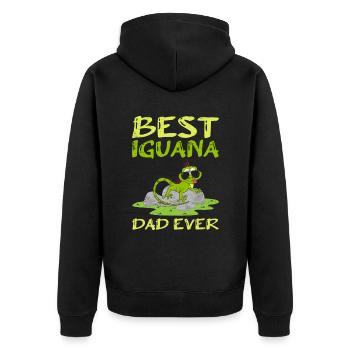 Bester Leguan Vater aller Zeiten Eidechse Haustier Vatertag - Unisex Premium Bio Zip Hoodie - Schwarz - Hinten - Nico (187cm)