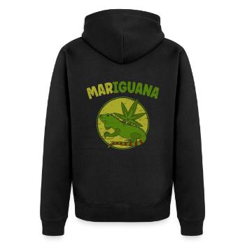 Mariguan Eidechse Haustier Weed 420 Reptilien Liebhaber - Unisex Premium Bio Zip Hoodie - Schwarz - Hinten - Nico (187cm)