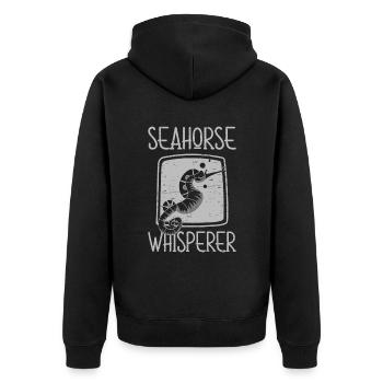 Seepferdchenflüsterer Unterwasser Fischaquarium - Unisex Premium Bio Zip Hoodie - Schwarz - Hinten - Nico (187cm)