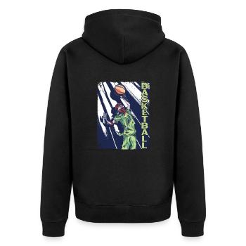 Ball Liebe Basketball Perfekter Teamplayer - Unisex Premium Bio Zip Hoodie - Schwarz - Hinten - Nico (187cm)