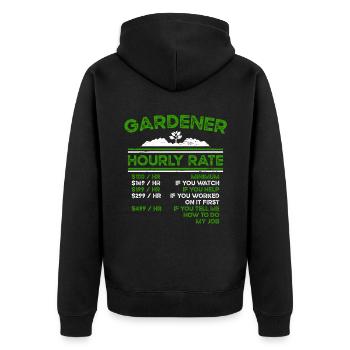 Jardinier Tarif horaire Fleurs de jardin Plante - Veste à capuche bio Premium Unisexe - noir - Dos - Nico (187cm)