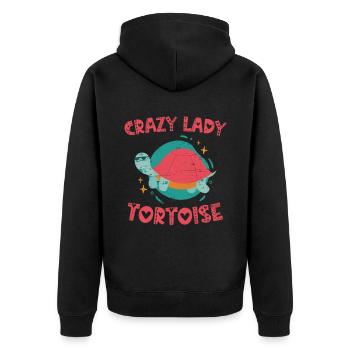 Crazy Tortoise Lady for a Reptile Shell Lover - Unisex Premium Organic Zip Hoodie - black - Back - Nico (187cm)