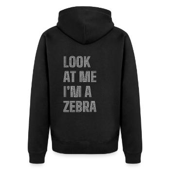 Zoo Tier Schwarz Weißer Streifen - Unisex Premium Bio Zip Hoodie - Schwarz - Hinten - Nico (187cm)