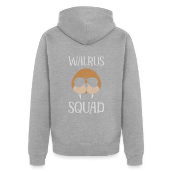 Walrus Squad Tusk Moustaches Mammifères marins - Veste à capuche bio Premium Unisexe - gris chiné - Dos - Nico (187cm)