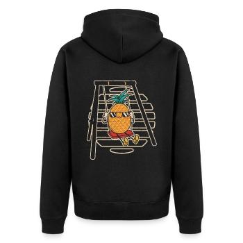 Pineapple On A Swing Hawaiian Summer Tropical - Unisex Premium Organic Zip Hoodie - black - Back - Nico (187cm)