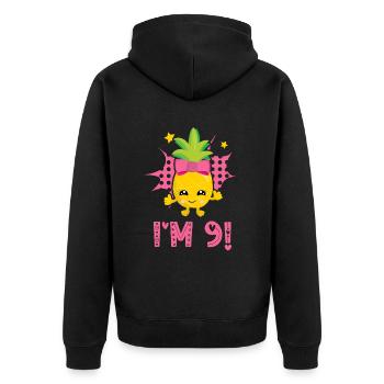 I'm 9 9th Birthday Hawaiian Summer Tropical Fruit - Unisex Premium Organic Zip Hoodie - black - Back - Nico (187cm)