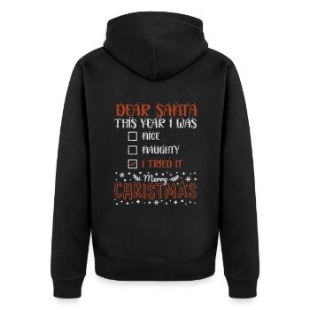 Weihnachtsmann Sukkulent Dorn Prick - Unisex Premium Bio Zip Hoodie - Schwarz - Hinten - Nico (187cm)