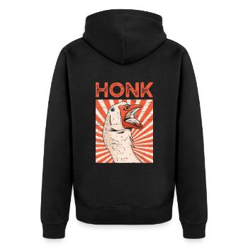 Honk Gans Farm Ei Vogeljäger - Unisex Premium Bio Zip Hoodie - Schwarz - Hinten - Nico (187cm)