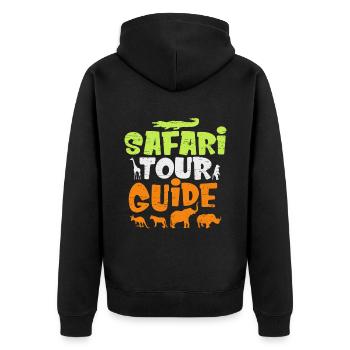 Safari Tour Guide für einen Escort Touristen - Unisex Premium Bio Zip Hoodie - Schwarz - Hinten - Nico (187cm)