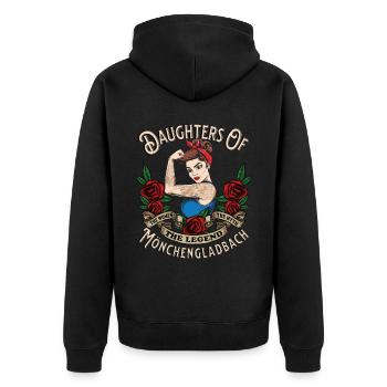Mönchengladbach Frau filles de Mönchengladbach - Veste à capuche bio Premium Unisexe - noir - Dos - Nico (187cm)