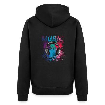 Musican Lover Headphones Just Music - Unisex Premium Organic Zip Hoodie - black - Back - Nico (187cm)