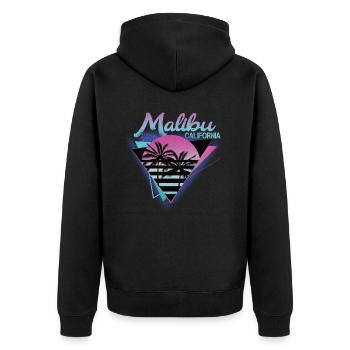 Années 70 80 dans la ville californienne de Malibu - Veste à capuche bio Premium Unisexe - noir - Dos - Nico (187cm)
