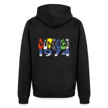 Vintage 1974 Retro Bitrthday Limited Edition - Unisex Premium Organic Zip Hoodie - black - Back - Nico (187cm)