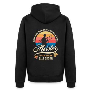 Schornsteinfeger Meister legendär retro - Unisex Premium Bio Zip Hoodie - Schwarz - Hinten - Nico (187cm)