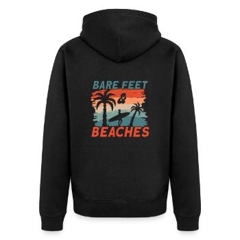 Surfing Barefoot Beach Surfer Board Summer Time - Unisex Premium Organic Zip Hoodie - black - Back - Nico (187cm)