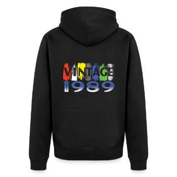 Vintage 1989 Retro Bitrthday Limited Edition - Unisex Premium Organic Zip Hoodie - black - Back - Nico (187cm)