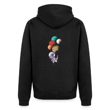 Dino Daddysaurus Drei Rex T Rex Dinosaurier Im - Unisex Premium Bio Zip Hoodie - Schwarz - Hinten - Nico (187cm)