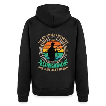 Schornsteinfeger Meister legendär retro - Unisex Premium Bio Zip Hoodie - Schwarz - Hinten - Nico (187cm)
