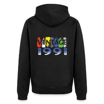 Vintage 1991 Retro Bitrthday Limited Edition - Unisex Premium Organic Zip Hoodie - black - Back - Nico (187cm)