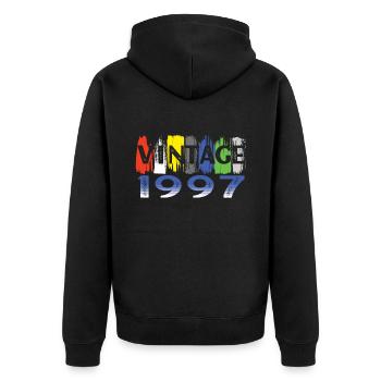 Vintage 1997 Retro Bitrthday Limited Edition - Unisex Premium Organic Zip Hoodie - black - Back - Nico (187cm)