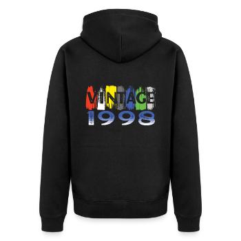 Vintage 1998 Retro Bitrthday Limited Edition - Unisex Premium Organic Zip Hoodie - black - Back - Nico (187cm)