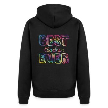 Bast Teacher Ever Math Ist My Jam Math - Unisex Premium Bio Zip Hoodie - Schwarz - Hinten - Nico (187cm)