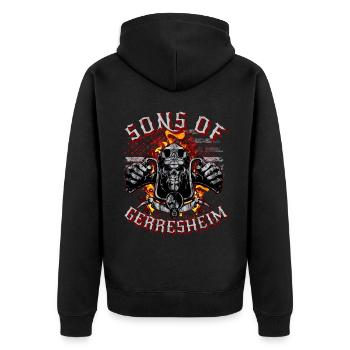 Sons of Gerresheim Skull biker - Unisex Premium Organic Zip Hoodie - black - Back - Nico (187cm)