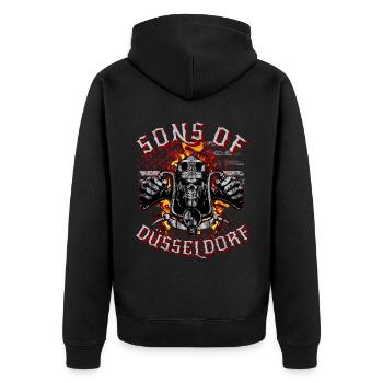 Sons of Düsseldorf Totenkopf biker - Unisex Premium Organic Zip Hoodie - black - Back - Nico (187cm)