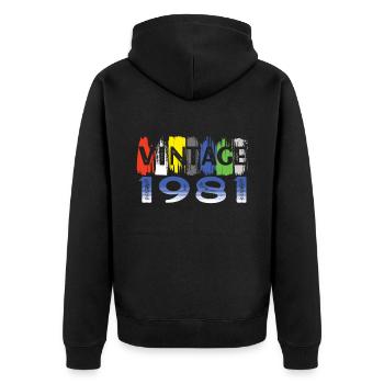 Vintage 1981 Retro Bitrthday Limited Edition. - Unisex Premium Organic Zip Hoodie - black - Back - Nico (187cm)