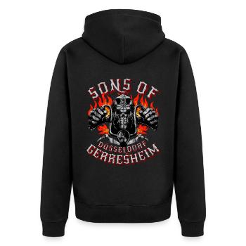 Sons of Gerresheim Skull biker - Unisex Premium Organic Zip Hoodie - black - Back - Nico (187cm)