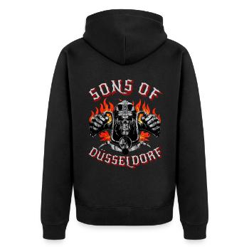 Sons of Düsseldorf Totenkopf biker - Unisex Premium Organic Zip Hoodie - black - Back - Nico (187cm)