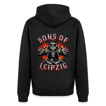 Leipzig Biker Geschenk fils de Leipzig - Veste à capuche bio Premium Unisexe - noir - Dos - Nico (187cm)