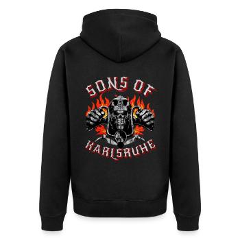 Karlsruhe Biker Geschenk fils de Karlsruhe - Veste à capuche bio Premium Unisexe - noir - Dos - Nico (187cm)