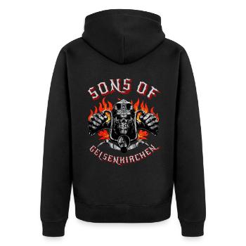 Gelsenkirchen Motard Geschenk fils de Gelsenkirchen - Veste à capuche bio Premium Unisexe - noir - Dos - Nico (187cm)