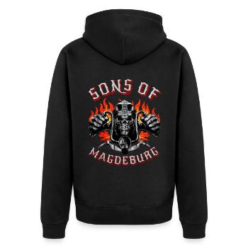 Magdebourg Motard Geschenk fils de Magdebourg - Veste à capuche bio Premium Unisexe - noir - Dos - Nico (187cm)