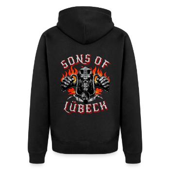 Lübeck Biker Geschenk fils de Lübeck - Veste à capuche bio Premium Unisexe - noir - Dos - Nico (187cm)