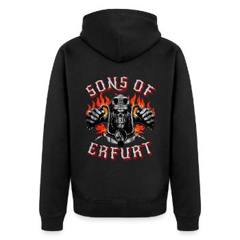 Erfurt Biker Geschenk fils d’Erfurt - Veste à capuche bio Premium Unisexe - noir - Dos - Nico (187cm)